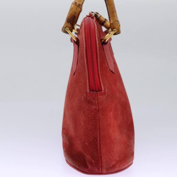 GUCCI Bamboo Hand Bag Suede Red 000 12740290 - Picture 4 of 13